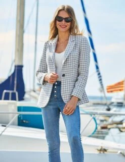 Cotton Blend Dogtooth Single Breasted Blazer -Marksandspencer Sale Store cotton blend dogtooth single breasted blazer 9