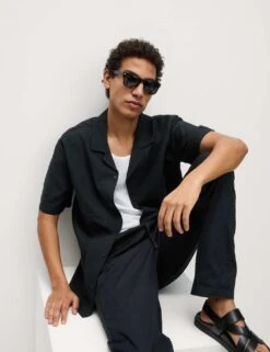 Cotton Blend Embroidered Palm Tree Shirt -Marksandspencer Sale Store cotton blend embroidered palm tree shirt 12