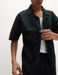 Cotton Blend Embroidered Palm Tree Shirt -Marksandspencer Sale Store cotton blend embroidered palm tree shirt 7