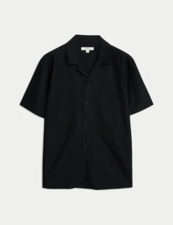 Cotton Blend Embroidered Palm Tree Shirt -Marksandspencer Sale Store cotton blend embroidered palm tree shirt 8