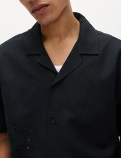 Cotton Blend Embroidered Palm Tree Shirt -Marksandspencer Sale Store cotton blend embroidered palm tree shirt 9