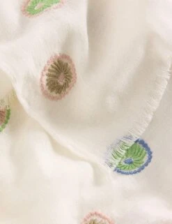 WHITE STUFF Cotton Blend Embroidered Scarf With Linen -Marksandspencer Sale Store cotton blend embroidered scarf with linen 3