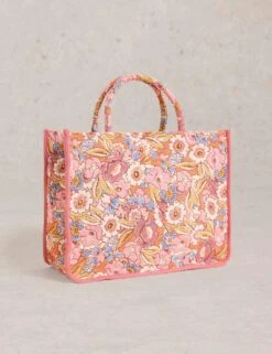 WHITE STUFF Cotton Blend Floral Jacquard Tote Bag -Marksandspencer Sale Store cotton blend floral jacquard tote bag 5