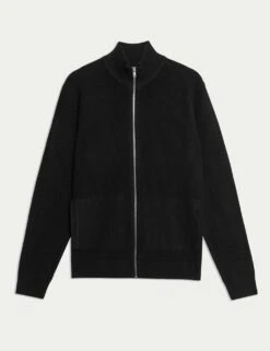 Cotton Blend Funnel Neck Zip Up Jumper -Marksandspencer Sale Store cotton blend funnel neck zip up jumper 13