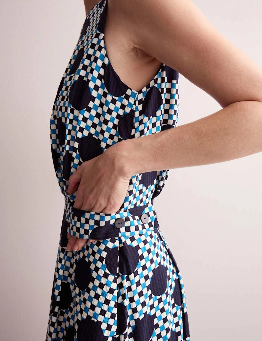 Jaeger Cotton Blend Gingham Spot Print Midi Dress 12 Jaeger Cotton Blend Gingham Spot Print Midi Dress - Image 12