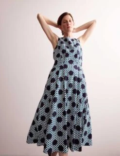 Jaeger Cotton Blend Gingham Spot Print Midi Dress 32 Jaeger Cotton Blend Gingham Spot Print Midi Dress -Marksandspencer Sale Store cotton blend gingham spot print midi dress 14