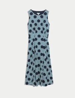 Jaeger Cotton Blend Gingham Spot Print Midi Dress 35 Jaeger Cotton Blend Gingham Spot Print Midi Dress -Marksandspencer Sale Store cotton blend gingham spot print midi dress 17