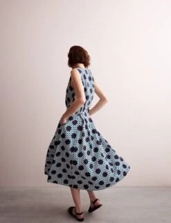 Jaeger Cotton Blend Gingham Spot Print Midi Dress 27 Jaeger Cotton Blend Gingham Spot Print Midi Dress -Marksandspencer Sale Store cotton blend gingham spot print midi dress 9