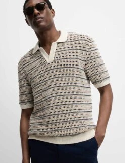 Cotton Blend Knitted Polo Shirt 35 Cotton Blend Knitted Polo Shirt -Marksandspencer Sale Store cotton blend knitted polo shirt 14