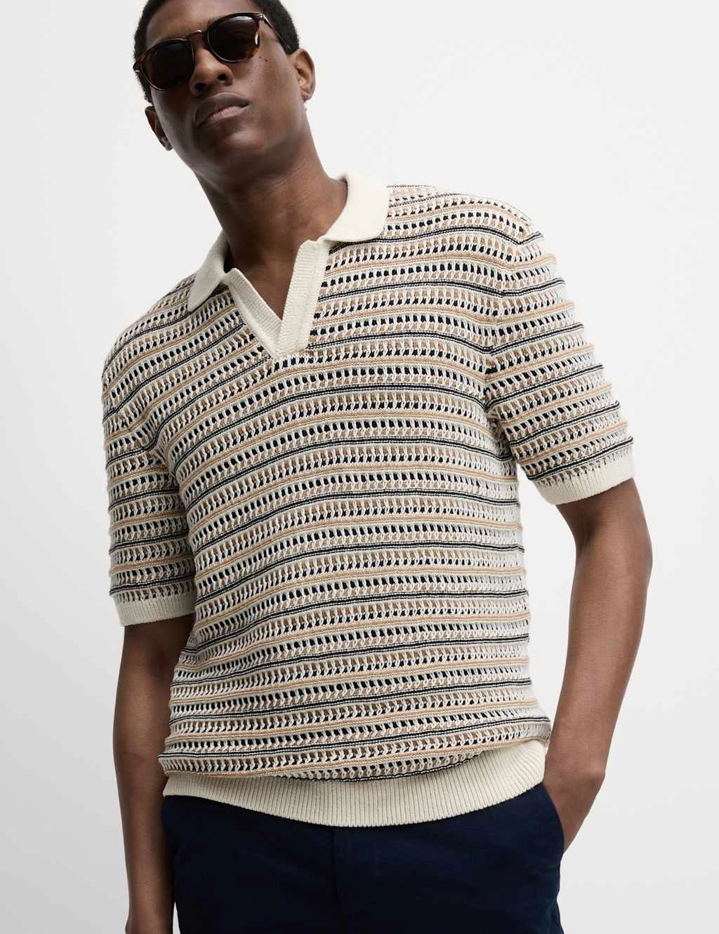 Cotton Blend Knitted Polo Shirt 17 Cotton Blend Knitted Polo Shirt - Image 17