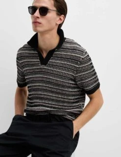 Cotton Blend Knitted Polo Shirt 27 Cotton Blend Knitted Polo Shirt -Marksandspencer Sale Store cotton blend knitted polo shirt 7
