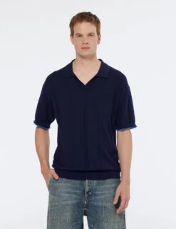 Scotch & Soda Cotton Blend Knitted Polo Shirt With Linen -Marksandspencer Sale Store cotton blend knitted polo shirt with linen 8
