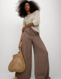 Cotton Blend Metallic Jumper With Linen -Marksandspencer Sale Store cotton blend metallic jumper with linen 17