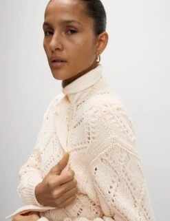 Cotton Blend Open Stitch Cropped Cardigan -Marksandspencer Sale Store cotton blend open stitch cropped cardigan 17