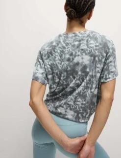 Cotton Blend Printed Tie Front Crop T-Shirt -Marksandspencer Sale Store cotton blend printed tie front crop t shirt 9