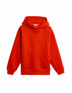Cotton Blend Relaxed Hoodie -Marksandspencer Sale Store cotton blend relaxed hoodie 1