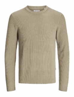 Jack & Jones Cotton Blend RibbedCrew Neck Jumper -Marksandspencer Sale Store cotton blend ribbedcrew neck jumper 1