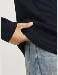 Jack & Jones Cotton Blend RibbedCrew Neck Jumper -Marksandspencer Sale Store cotton blend ribbedcrew neck jumper 14