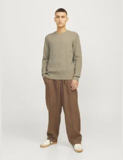 Jack & Jones Cotton Blend RibbedCrew Neck Jumper -Marksandspencer Sale Store cotton blend ribbedcrew neck jumper 9