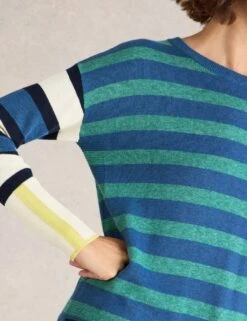 WHITE STUFF Cotton Blend Striped Crew Neck Jumper 27 WHITE STUFF Cotton Blend Striped Crew Neck Jumper -Marksandspencer Sale Store cotton blend striped crew neck jumper 13