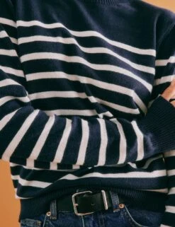 Cotton Blend Striped Jumper With Wool -Marksandspencer Sale Store cotton blend striped jumper with wool 6