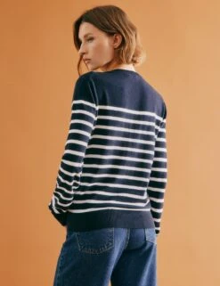 Cotton Blend Striped Jumper With Wool -Marksandspencer Sale Store cotton blend striped jumper with wool 8