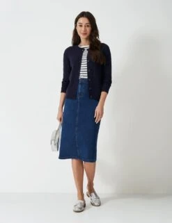 Cotton Blend Textured Crew Neck Cardigan -Marksandspencer Sale Store cotton blend textured crew neck cardigan 5