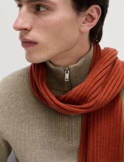 Cotton Blend Half Up Ribbed Jumper -Marksandspencer Sale Store cotton blend zip up ribbed jumper 10