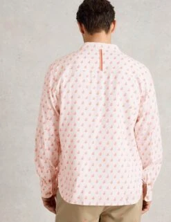 WHITE STUFF Cotton Linen Blend Flamingo Print Shirt -Marksandspencer Sale Store cotton linen blend flamingo print shirt 8