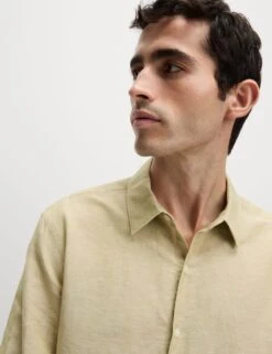 Cotton Linen Blend Shirt -Marksandspencer Sale Store cotton linen blend shirt 11