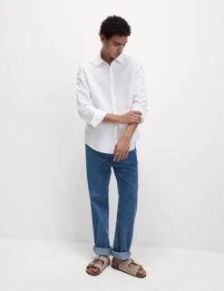 Cotton Linen Blend Shirt -Marksandspencer Sale Store cotton linen blend shirt 16