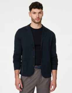 Cotton Modal Knitted Blazer -Marksandspencer Sale Store cotton modal knitted blazer 5