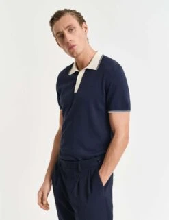 Gant Cotton Modal Tipped Collar Polo Shirt -Marksandspencer Sale Store cotton modal tipped collar polo shirt 11