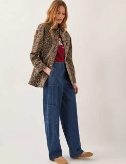 MONSOON Cotton Rich Animal Print Shacket -Marksandspencer Sale Store cotton rich animal print shacket 7