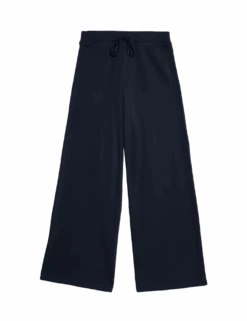 Cotton Rich Brushed Wide Leg Joggers -Marksandspencer Sale Store cotton rich brushed wide leg joggers 1