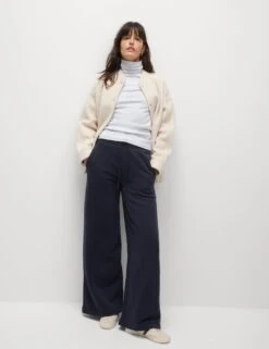 Cotton Rich Brushed Wide Leg Joggers -Marksandspencer Sale Store cotton rich brushed wide leg joggers 14