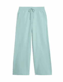 Cotton Rich Brushed Wide Leg Joggers -Marksandspencer Sale Store cotton rich brushed wide leg joggers 2