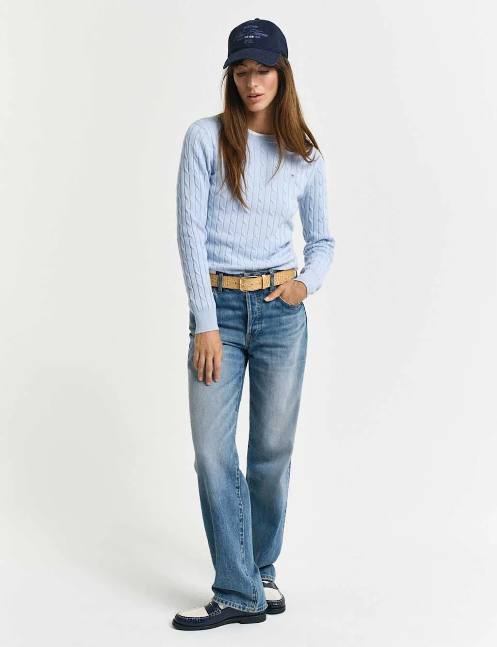 Gant Cotton Rich Cable Knit Crew Neck Jumper 8 Gant Cotton Rich Cable Knit Crew Neck Jumper - Image 8