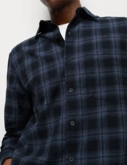 Cotton Rich Check Seersucker Shirt -Marksandspencer Sale Store cotton rich check seersucker shirt 10