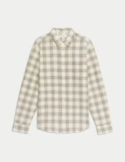 Cotton Rich Check Seersucker Shirt -Marksandspencer Sale Store cotton rich check seersucker shirt 13