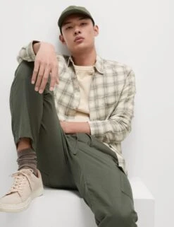 Cotton Rich Check Seersucker Shirt -Marksandspencer Sale Store cotton rich check seersucker shirt 17