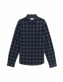 Cotton Rich Check Seersucker Shirt -Marksandspencer Sale Store cotton rich check seersucker shirt