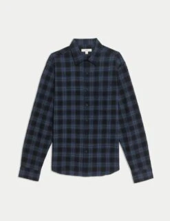 Cotton Rich Check Seersucker Shirt -Marksandspencer Sale Store cotton rich check seersucker shirt 7