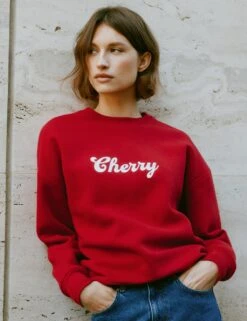 Cotton Rich Cherry Slogan Sweatshirt -Marksandspencer Sale Store cotton rich cherry slogan sweatshirt 4