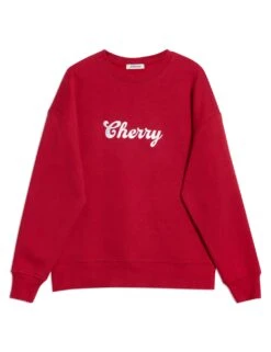 Cotton Rich Cherry Slogan Sweatshirt -Marksandspencer Sale Store cotton rich cherry slogan sweatshirt 5