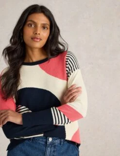 WHITE STUFF Cotton Rich Colour Block Jumper -Marksandspencer Sale Store cotton rich colour block jumper 11