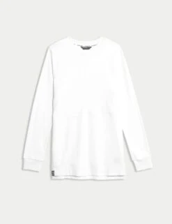 Cotton Rich Brushed Longline Sweatshirt -Marksandspencer Sale Store cotton rich crew neck longline sweatshirt
