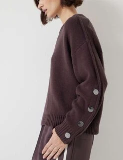 Cotton Rich Crew Neck Popper Sleeve Jumper -Marksandspencer Sale Store cotton rich crew neck popper sleeve jumper 13