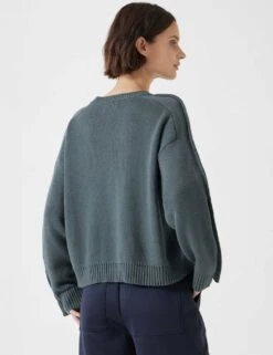 Cotton Rich Crew Neck Popper Sleeve Jumper -Marksandspencer Sale Store cotton rich crew neck popper sleeve jumper 6