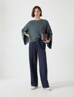 Cotton Rich Crew Neck Popper Sleeve Jumper -Marksandspencer Sale Store cotton rich crew neck popper sleeve jumper 7